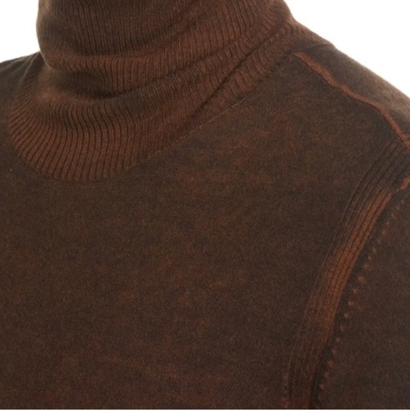 NWT JOHN VARVATOS Artisan Turtleneck Sweater – Reverse Print Brown Sz L - Picture 6 of 17